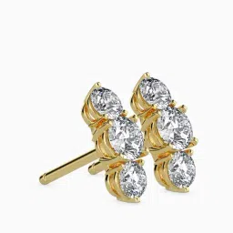 Emori 18k Yellow Gold & Lab Grown Diamond Three Stone Stud Earrings image 5