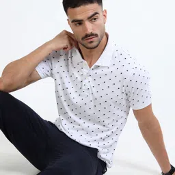 INVICTUS Men Geometric Printed Polo Collar Pure Cotton T-shirt image 3