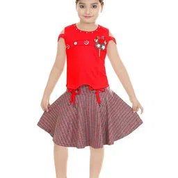 ZADMUS Girls Embellished Pure Cotton Top With Skirt-picture-16