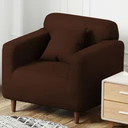 Myntra Elegant Homes Brown Jacquard 2 Piece Sofa Cover With Arms image 2