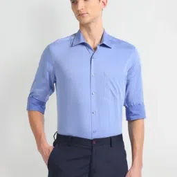 Arrow Blue Cotton Regular Fit Shirt-image-6