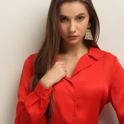 Vero Moda Red Viscose Regular Fit Oversized Shirt image 1