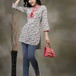 Nayam by Lakshita Grey Cotton Printed Kurti image 1