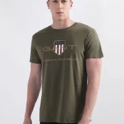 GANT Green Cotton Regular Fit Printed T-Shirt-image-11