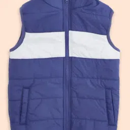 Pantaloons Junior Cobalt Blue & White Color Block Jacket-picture-33