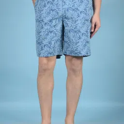 Crimsoune Club Blue Cotton Regular Floral Shorts image 1