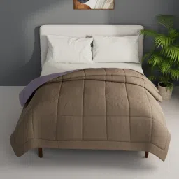 Bianca Khaki & Mauve Microfibre Solid Double Comforter image 1