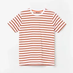 Fame Forever by Lifestyle Kids Coral & White Cotton Striped T-Shirt image 1