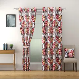 Swayam Omega Faux Silk Long Door Curtains - Set of 2 image 2