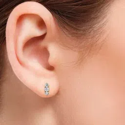 Emori 18k Yellow Gold & Lab Grown Diamond Three Stone Stud Earrings image 2