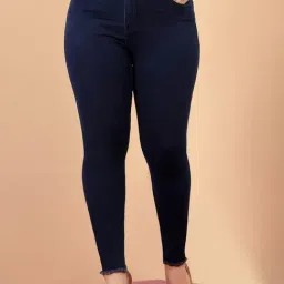 Miss Chase A+ Blue Denim Solid High Rise Jeans-picture-24