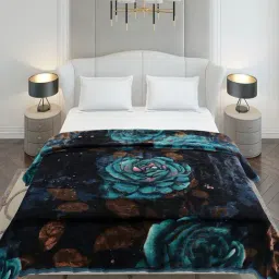 Monte Carlo Teal Polyester Floral Double Bed Winter Blanket Bandhan 2 Ply with Fragrance image 3