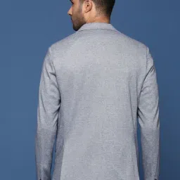 SHOWOFFFF Navy Blue Cotton Slim Fit Solid Blazer image 3