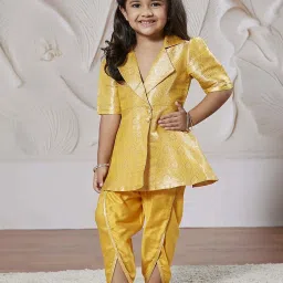 VASTRAMAY Girls Mustard Kurta And Dhoti Pant Set image 1