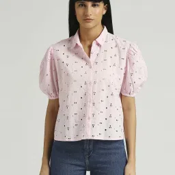 Pepe Jeans Pink Cotton Self Pattern Shirt image 1