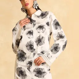 Kazo White Printed Casual Shirt image 1