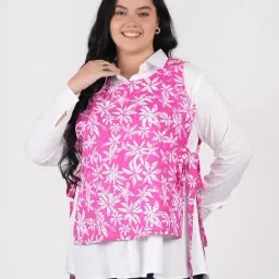 Lastinch White & Pink Solid Shirt With Gilet Set-picture-13