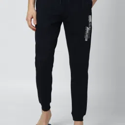 Peter England Navy Cotton Regular Fit Printed Joggers image 1