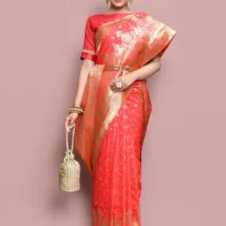 Elora Pink Silk Woven Saree With Unstitched Blouse-picture-26