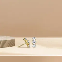 Emori 18k Yellow Gold & Lab Grown Diamond Three Stone Stud Earrings image 3