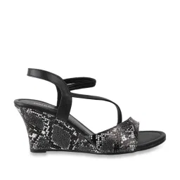 Walkway Women's Black Ankle Strap Wedges image 1