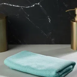 Fabindia Home Daimond Textured Aqua Cotton Large Towel image 1