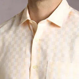 Louis Philippe Beige Regular Fit Checks Formal Shirt image 5