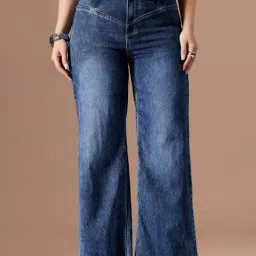 Miss Chase A+ Blue Denim Solid High Rise Jeans-image-42