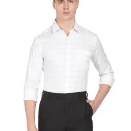 Arrow Off White Slim Fit Checks Shirt-image-15