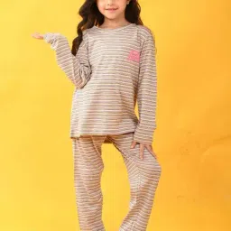 Anthrilo Kids Pink Cotton Striped Full Sleeves T-Shirt & Trouser-picture-28
