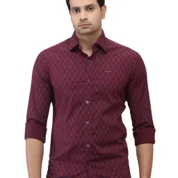 ColorPlus ColorPlus Slim Fit Printed Dark Maroon Shirt-picture-29