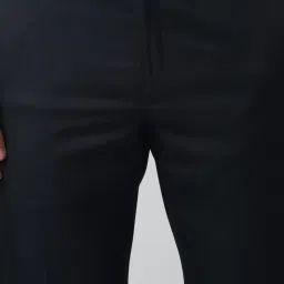 van heusen Men Navy Solid Slim Fit Trousers image 4