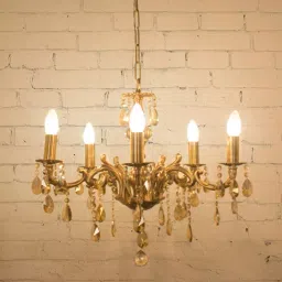 Fos Lighting Candle Lamp 5 Lights Honey Crystal Brass Chandelier - Kalee-S-Antq-Honey-CH5 image 4