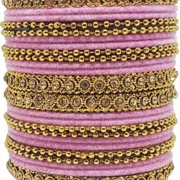 Only Offers Set Of 24 Pink Glass Artificial Stones & Beads Bangle image 2