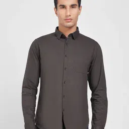 Sf Jeans By Pantaloons Dark Grey Cotton Slim Fit Shirt-image-81