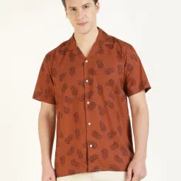Hancock Orange Cotton Relaxed Fit Printed Shirt image 5