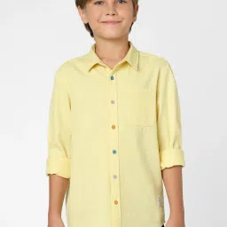 Jack & Jones Junior Boys Light Yellow Solid Full Sleeves Shirt image 1