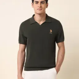 U.S. Polo Assn. Green Cotton Slim Fit Polo T-Shirt-picture-36