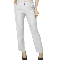 PATRORNA Off White High Rise Straight Fit Trousers-picture-21