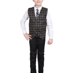 Pro-Ethic Style Developer Kids Black & White Checks Full Sleeves Shirt, Waistcoat, Pants with Tie-picture-45
