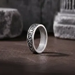 GIVA 925 Oxidised Silver Classic Omkar Band Ring-picture-42
