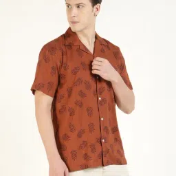 Hancock Orange Cotton Relaxed Fit Printed Shirt image 4