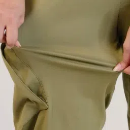 Mabish By Sonal Jain Cargo Stretchable Cotton Lycra Trouser In Khaki Green image 3