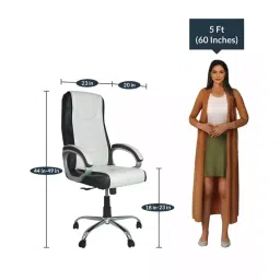ib basics Ergonomica High Back Leatherette Office Revolving Chair/Manager Chair Black & White, ER7 image 3