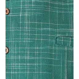 Fabindia Kids Green Checks Nehru Jacket image 5