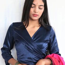 Chidiyaa Blue Tie-Up Mashru Silk Sahar Blouse-picture-29