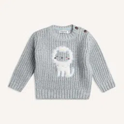 Wingsfield Girls Grey Self Full Sleeves Sweaters & Cardigans-image-12