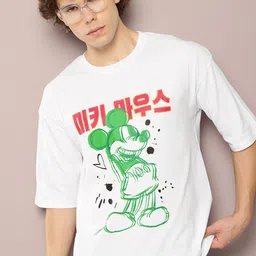 Kook N Keech Disney Men Mickey Mouse Printed Oversized Pure Cotton T-shirt-picture-18
