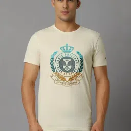 Louis Philippe Beige Cotton Slim Fit Printed T-Shirt-image-20