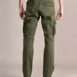Cantabil Olive Green Cotton Regular Fit Cargo Jeans image 2
